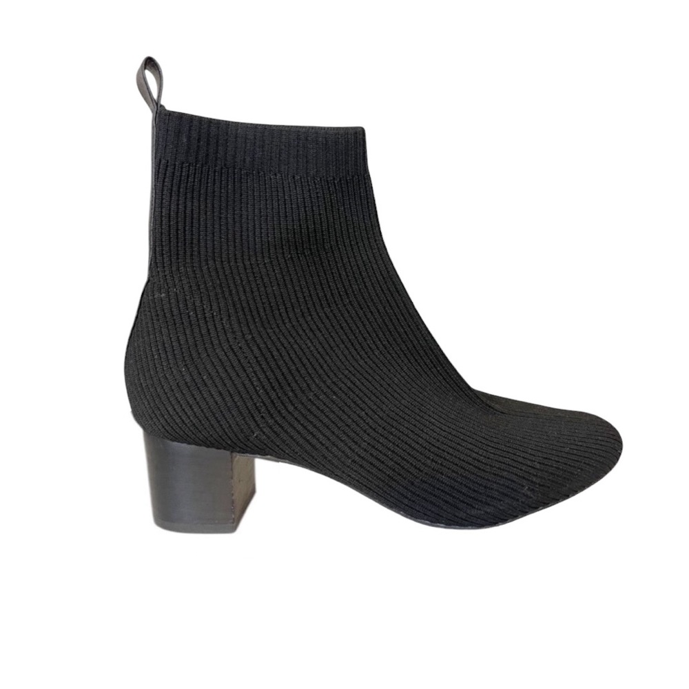 Joie X Revolve Neely Black Ribbed Knit Stretchy Block Heel Sock Ankle Bootie 9.5